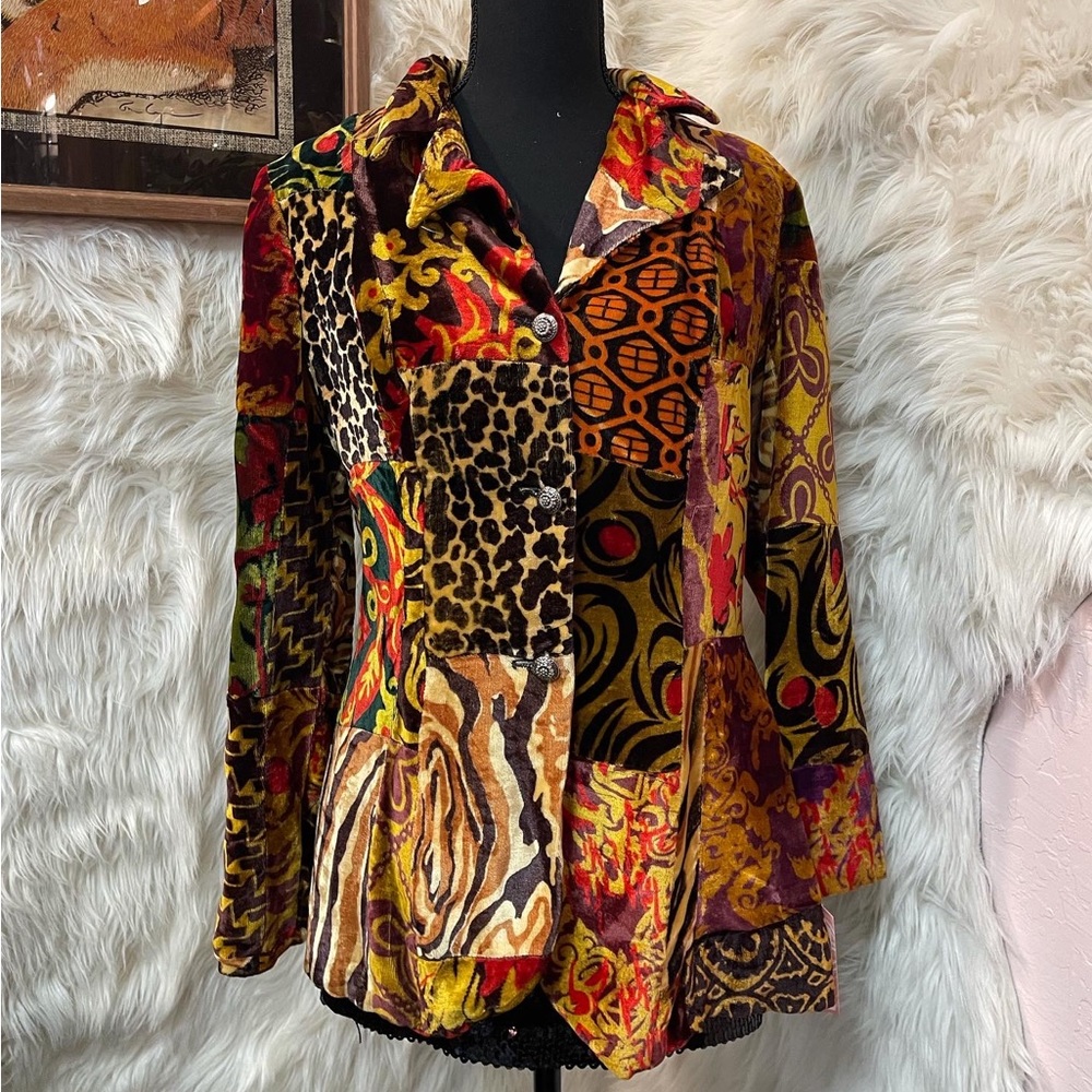 Mustard & Leopard Vintage Velvet Blazer